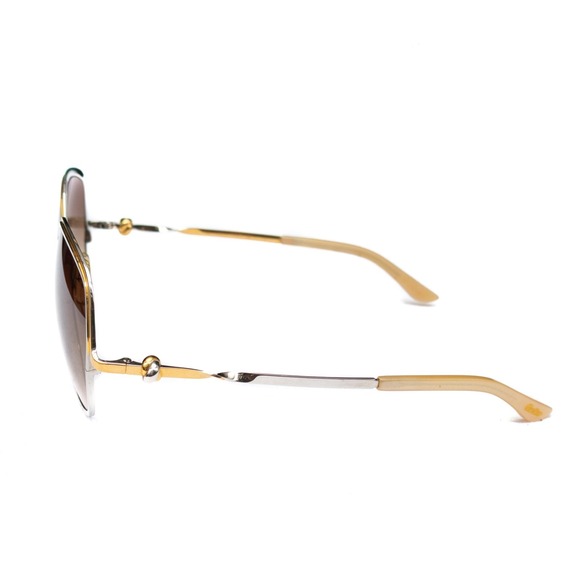 Vintage Cartier Trinity de‎ Cartier CT0089S Cat Eye Sunglasses Gold Silver Brown - Picture 4 of 14